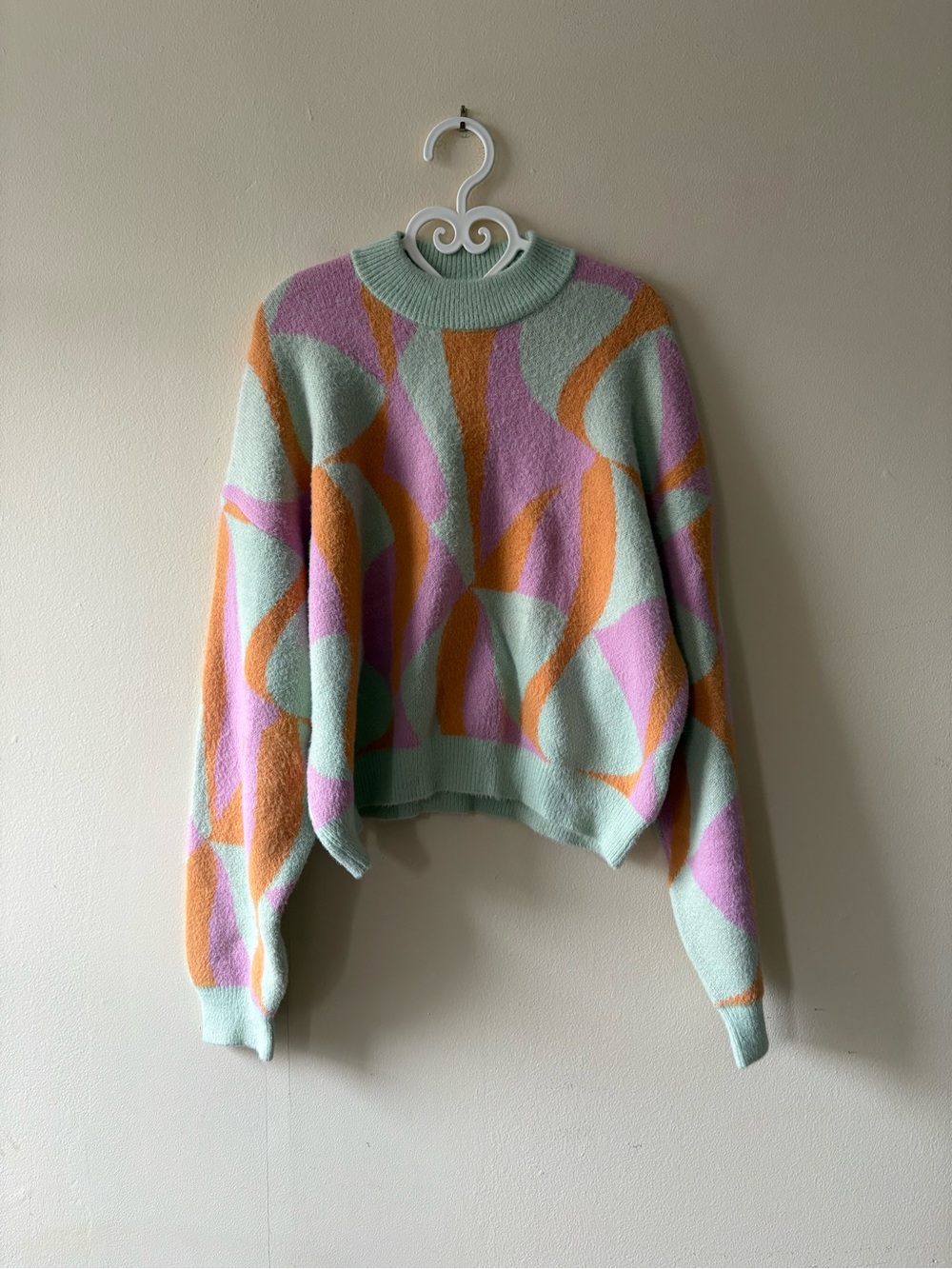 Cotton On Pastel Geometric Crew Sweater - Size XL